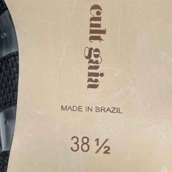 NWOB Cult Gaia Femi Vinyl & Black Faux Raffia Slide Ballerina Flats - Sz 8.5 - Picture 6 of 6